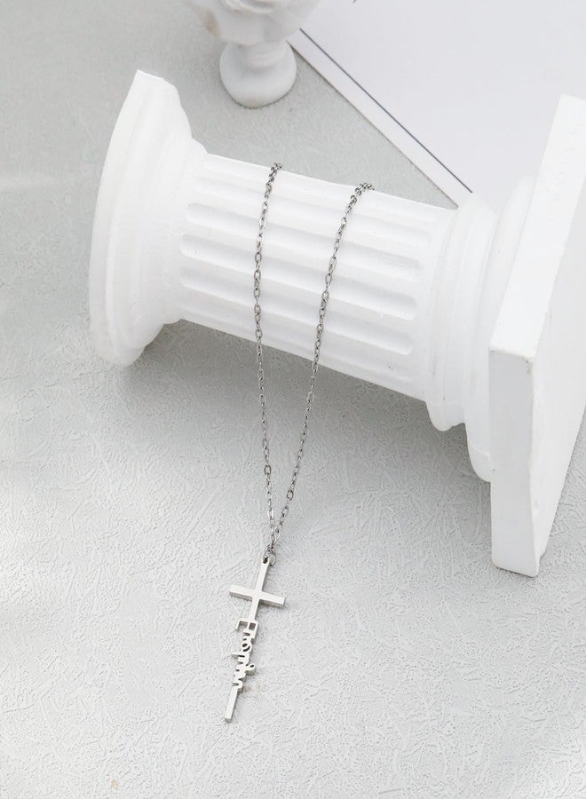 Tasiso Cross Necklace for Women, Sterling Silver Cross Necklace Dainty Evelyn Cross Choker Trendy Cute Sterling Silver Cross Pendant Chain Faith Jewelry Gift for Her - Image 4
